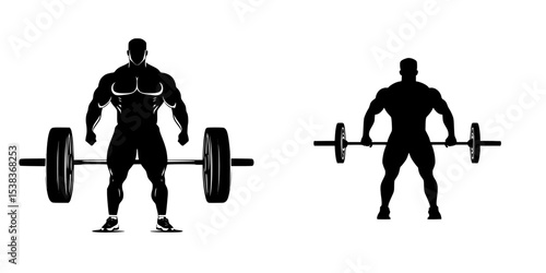 Strong black icon representing weightlifting and fitness activities for athletes and bodybuilders