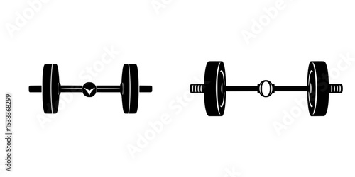 Black icons of dumbbells representing fitness and weight training activities in a minimalist design