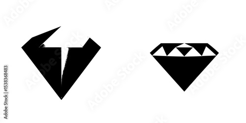 Set of black icons featuring geometric diamond shapes with distinct designs