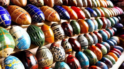 Colorful Variety of Hand-Painted Decorative Sea Shells Displayed