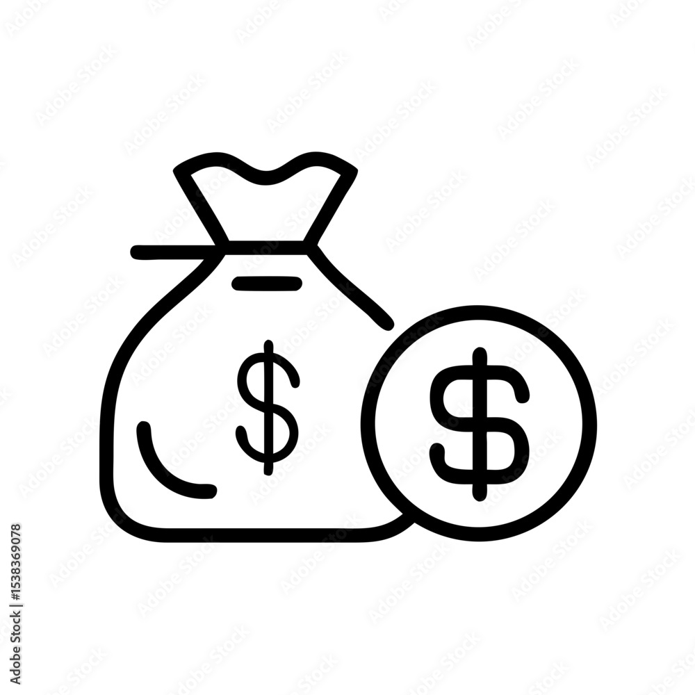 Budget icon with money bag and dollar sign Budget icon with money bag and dollar sign