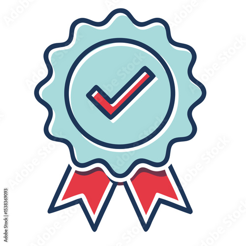 Check badge icon in flat style