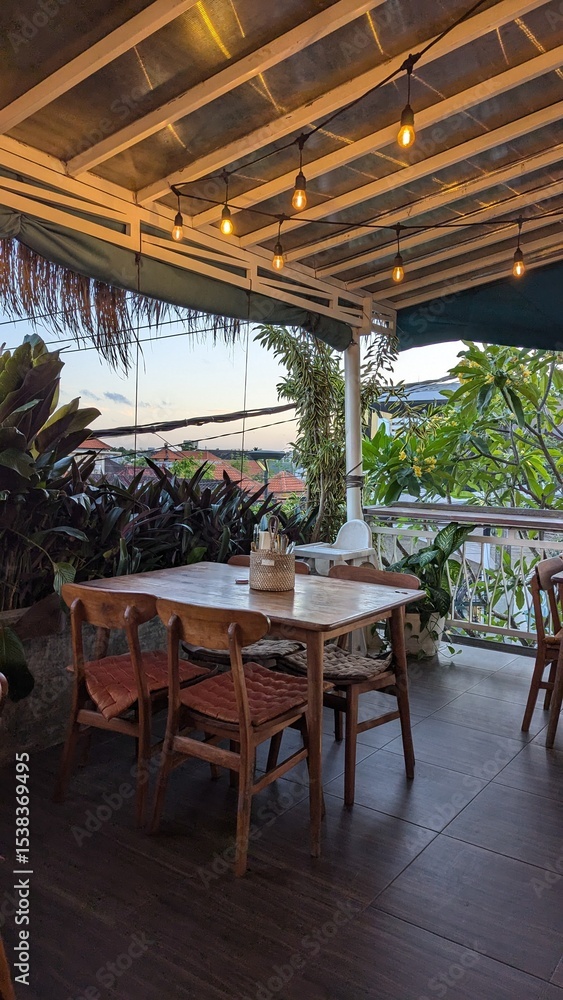 Fototapeta premium restaurant in the garden hidden gem cafe bali