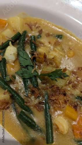 chicken curry soup warm and hot steam