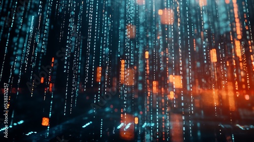 Wallpaper Mural Abstract Digital Data Flowing with Glowing Particles Torontodigital.ca