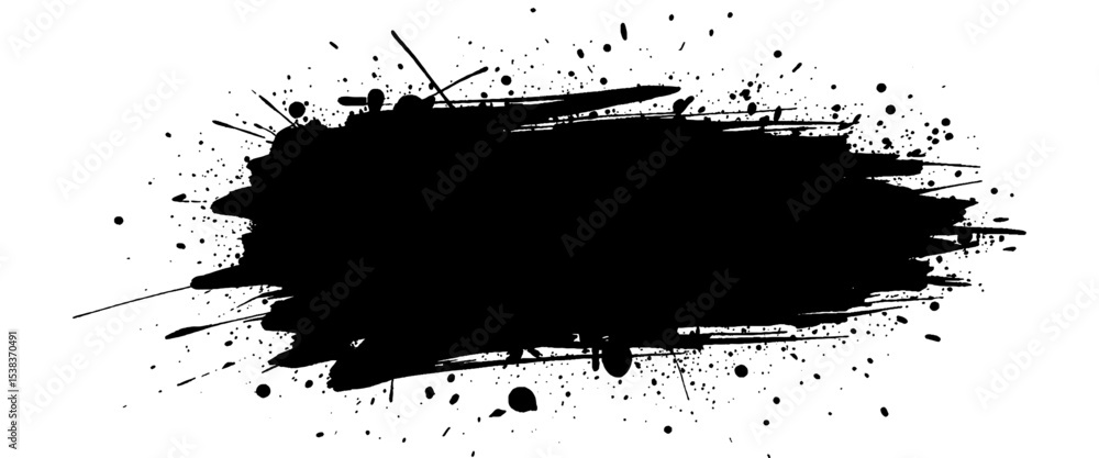 Naklejka premium Vector stylish black brushstroke banner with ink splash 