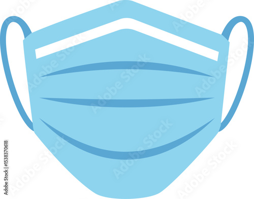 Blue color medical face mask.  Vector illustration with transparent background.	