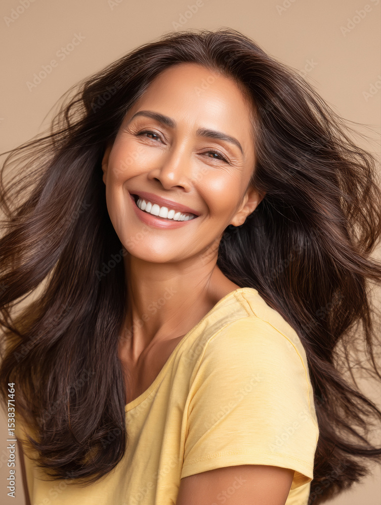 close up of yong indian woman standing with wavy hair close up of yong indian woman standing with wavy hair