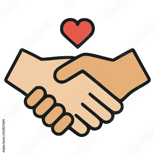 hand shake tolerance humanity team work flat color vector illustration template design