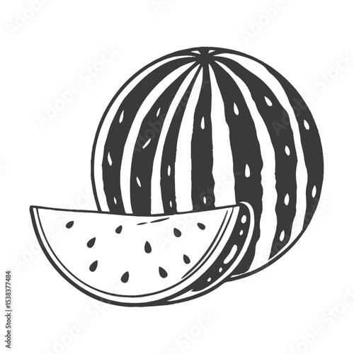 Juicy watermelon vector illustration: a sweet, ripe fruit slice perfect for a healthy summer dessert design