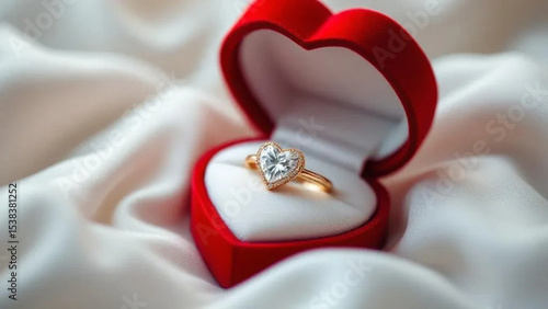 Engagment ring with a heart-shaped diamond