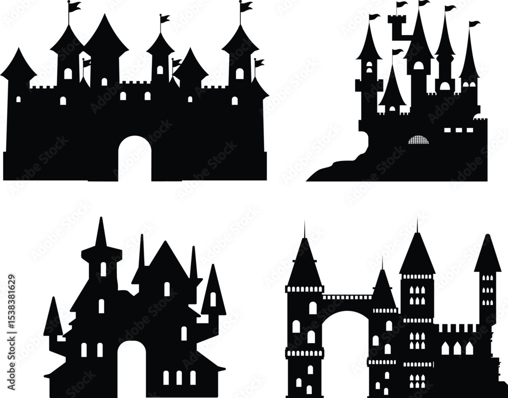 Obraz premium Castle Eps, vector icon Black and White 
