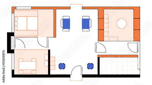 Apartment Floor Plan Modern Two-Bedroom Layout