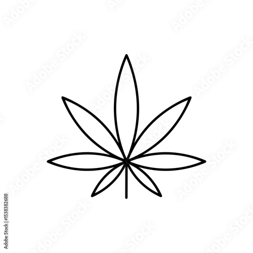 Marijuana leaf line icon. Cannabis plant symbol. Pot sign. CDB and THC medical use. Smoking weed. Psychoactive compound in cannabis concept. Marijuana legalization. Light drugs. Vector illustration. 