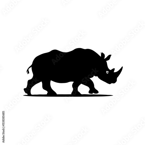 Shadow of the Safari: A High-Contrast Monochrome Silhouette of the Black Rhinoceros in African Wilderness