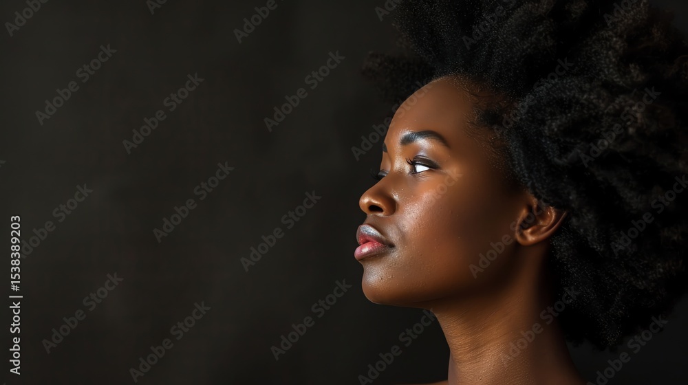 Thoughtful young woman looking away against a dark background. Thoughtful young woman looking away against a dark background.
