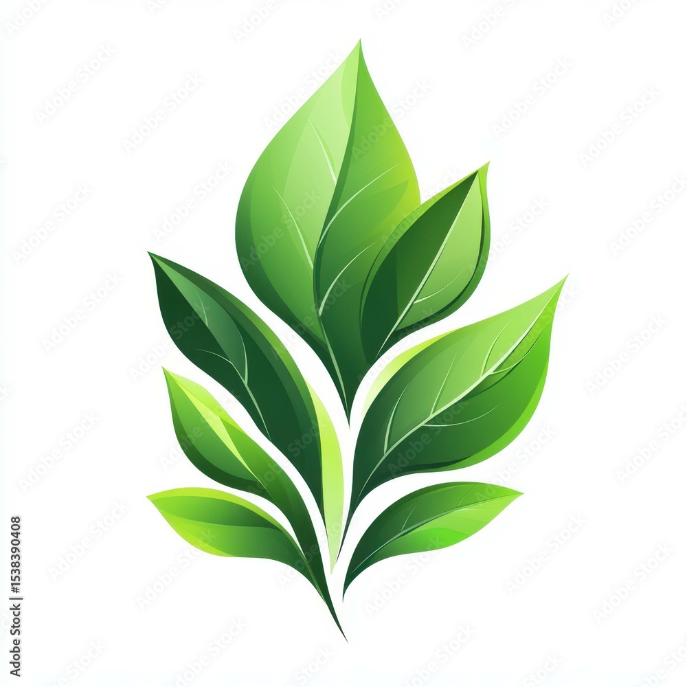 Fototapeta premium Elegant green leaf illustration showcasing a modern botanical design suitable for various contexts such as branding or decor