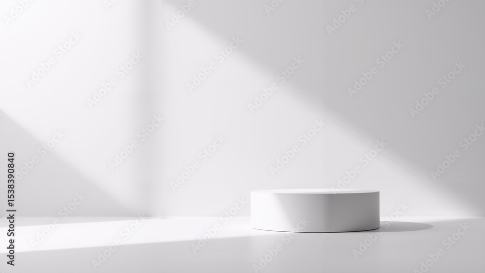 Minimalist Showcase: A sleek, cylindrical pedestal stands centered in a modern space, bathed in the soft glow of natural light, ready to display your product. Minimalist Showcase: A sleek, cylindrical pedestal stands centered in a modern space, bathed in the soft glow of natural light, ready to display your product.