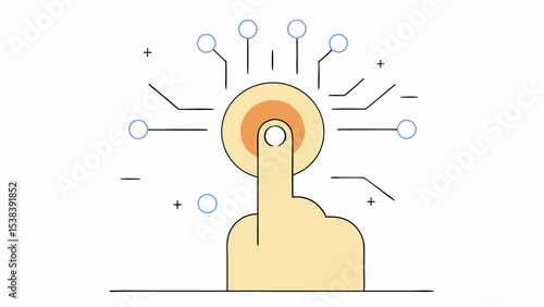 Finger Pressing Futuristic Button