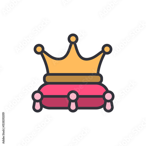 Golden Crown On A Red Pillow Depicts Royalty And Achievement