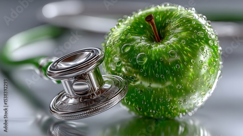 Apple and Stethoscope: Healthy Lifestyle Concept