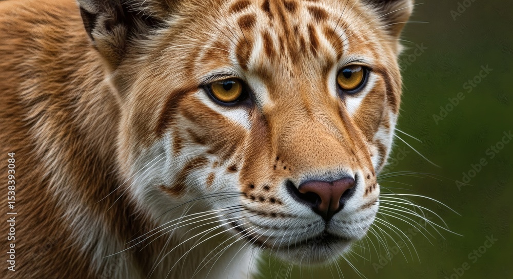 Obraz premium Close up portrait of a golden tabby tiger face with amber eyes and detailed fur pattern wildlife animal