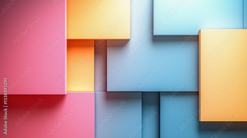 Fototapeta premium Colorful geometric 3D abstract background with layered blocks