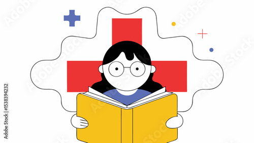 Woman Reading Medical Textbook
