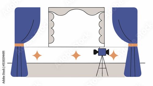 Stage Setup with Camera and Curtains