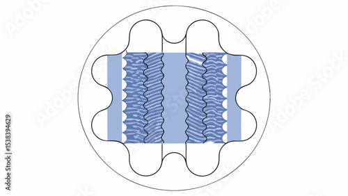 Abstract Blue Wave Pattern within Circular Frame