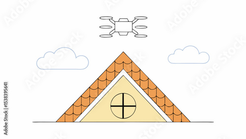 Drone Inspecting House Roof