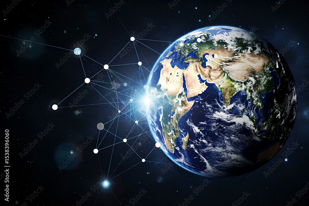 Fototapeta premium global network concept, information technology and telecommunication, terre, réseau, communication, concept, 