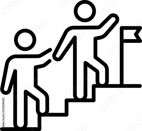 Leadership support success goal icon - Editable Stroke SVG, fully scalable.