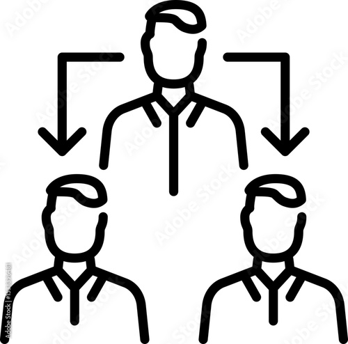 Team hierarchy organization structure icon - Editable Stroke SVG, fully scalable.