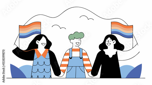 Happy Diverse Group Holding Pride Flags