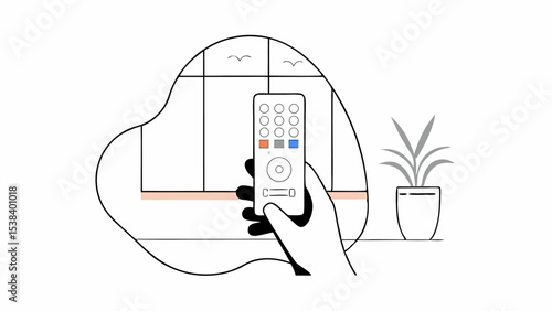 Hand Holding Remote Control by Window
