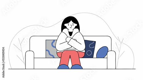 Woman Sitting on Couch Feeling Sad or Anxious