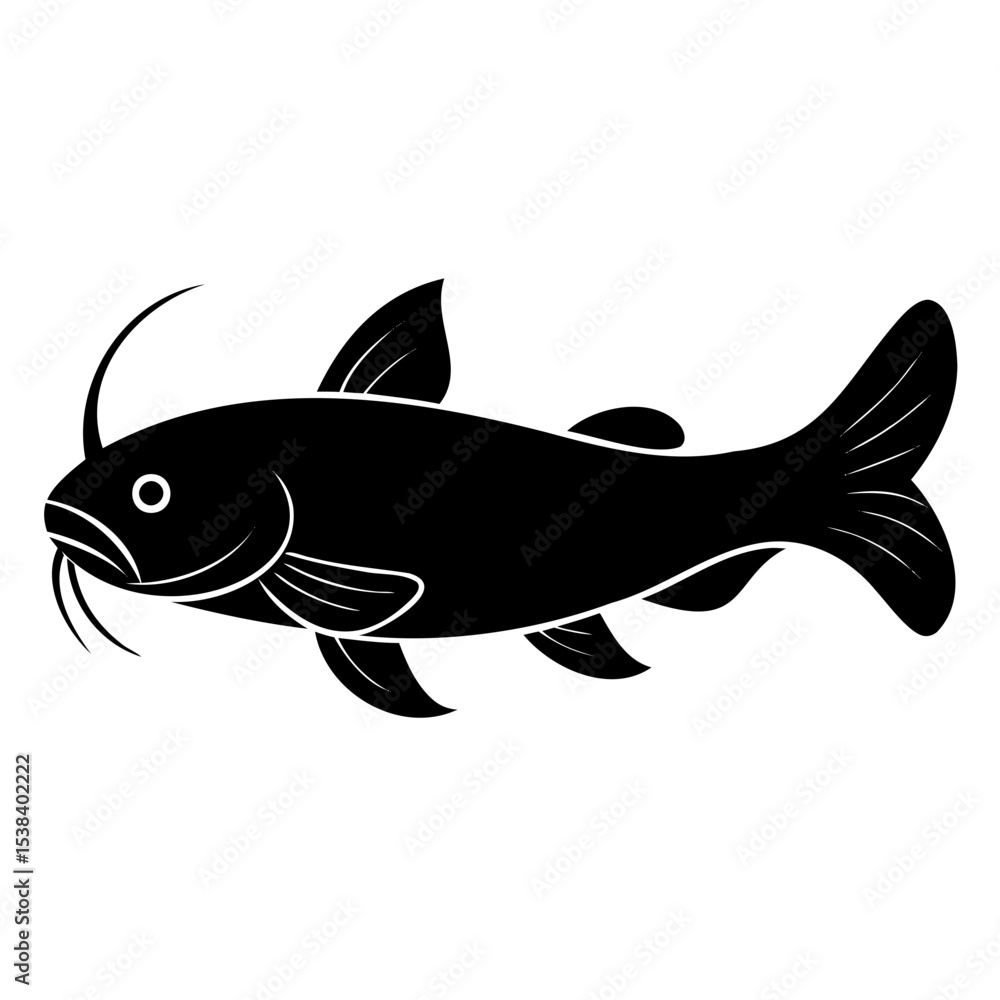 Fototapeta premium Silhouette of a Catfish Vector Illustration