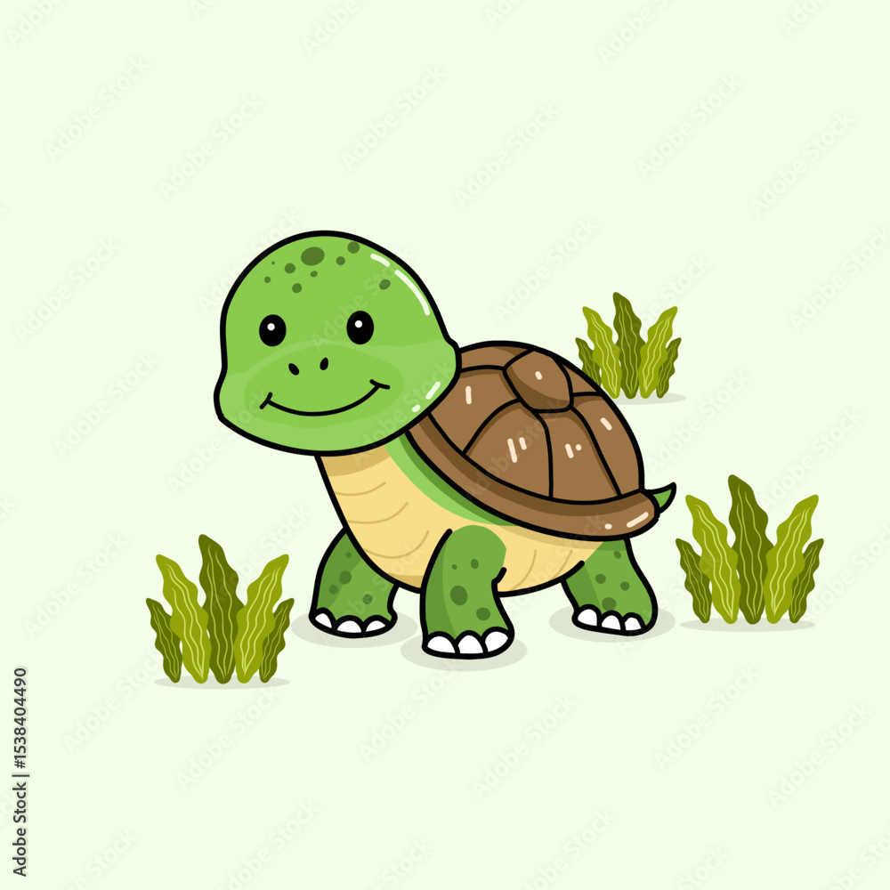 Fototapeta premium Cute Trutle Illustration Cartoon Vector Isolated Flat Concept