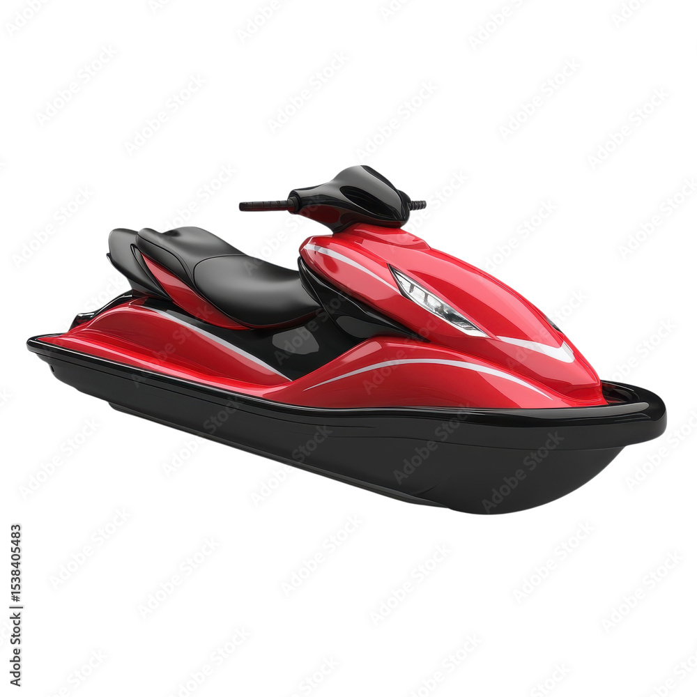 Naklejka premium A red and black jet ski on transparent background