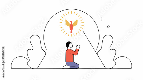 Man Praying with Phoenix Symbol