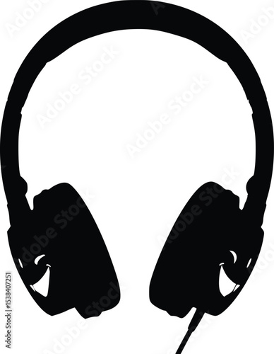 Smiling Headphones Silhouette - Joyful Audio Experience