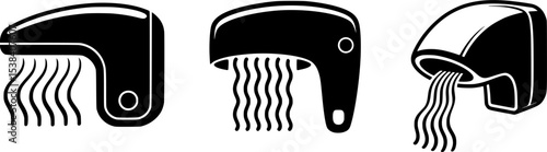 Bold black silhouette of hand dryer with airflow for restroom design