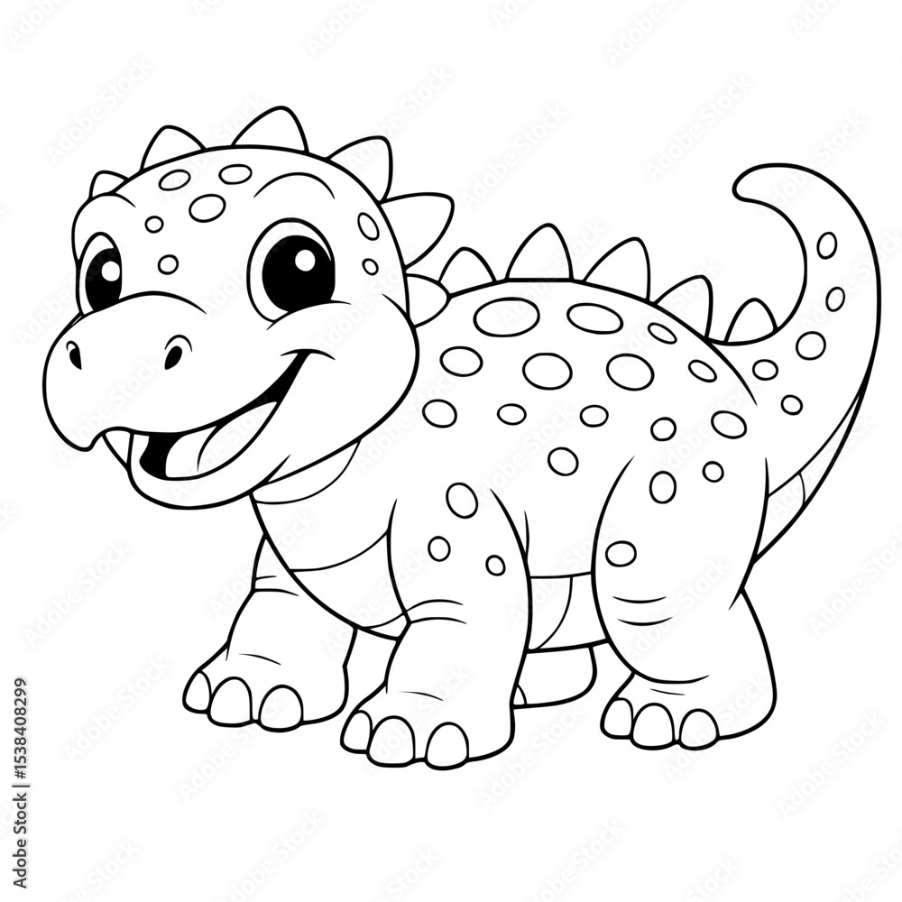 Fototapeta premium Cute Cartoon Dinosaur Outline for Coloring
