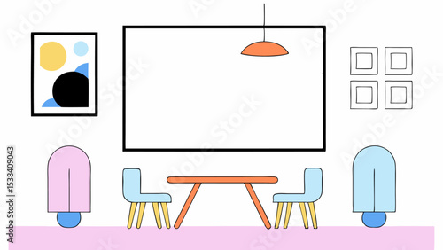 Minimalist Modern Dining Room Interior Design Illustration