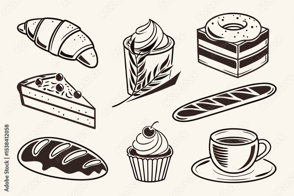 set of vector cakes set of vector cakes