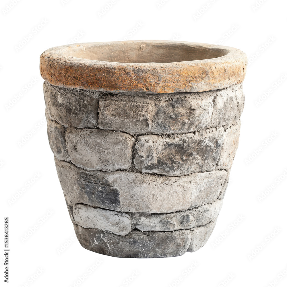 Fototapeta premium Stone flower pot object on transparent background