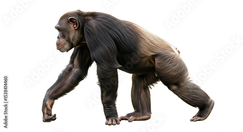 Walking Chimpanzee Isolated on White Background Full Body