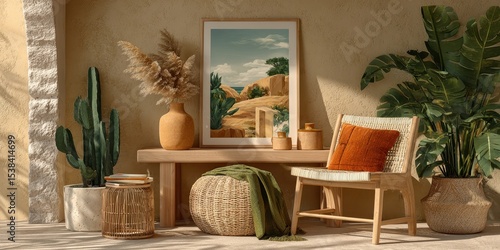 Three frames on wall mockup