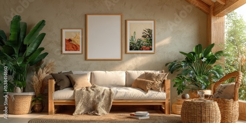 Three frames on wall mockup